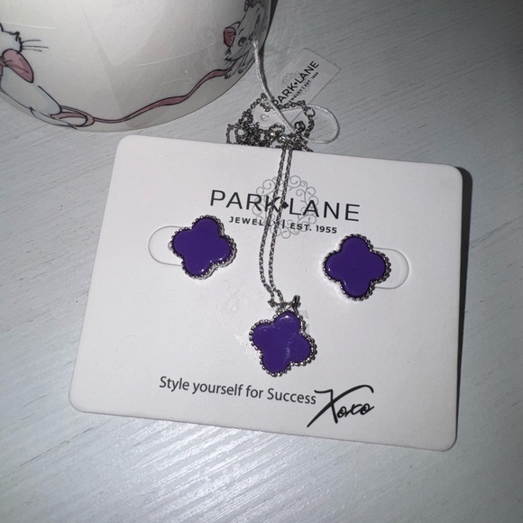 Park Lane Jewelry - Park Lane Silver/Purple Icon/Lana Necklace and Studs Set